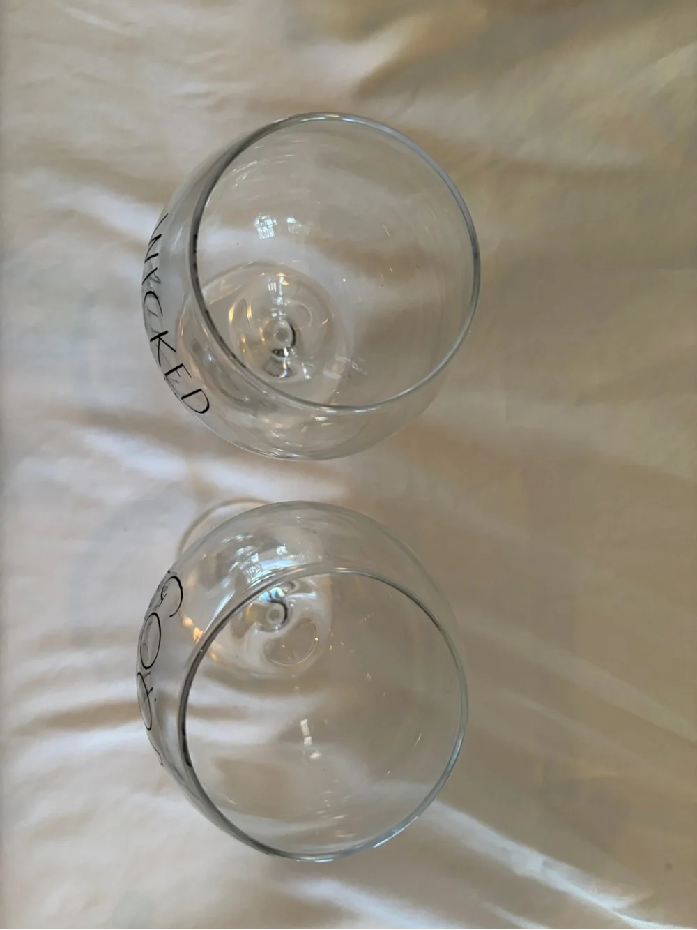 RARE, HTF Rae Dunn Long-Stemmed Wicked-/Good-Witch Halloween Wine Glasses ~ NEW